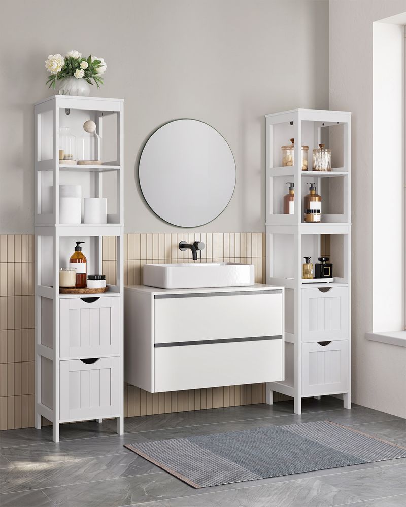 VASAGLE Bathroom Floor Cabinet with 2 Removable Drawers