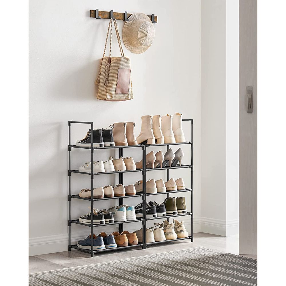 SONGMICS 10-Tier Shoe Shelf with Metal Frame