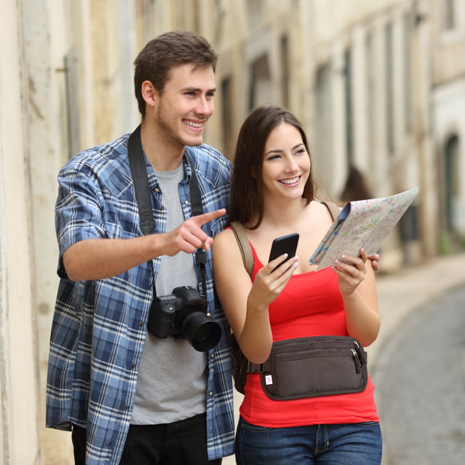 Travel Money Belt Waist Bag Pack RFID Blocking Anti-Theft Waist Pouch Waterproof for Men Women