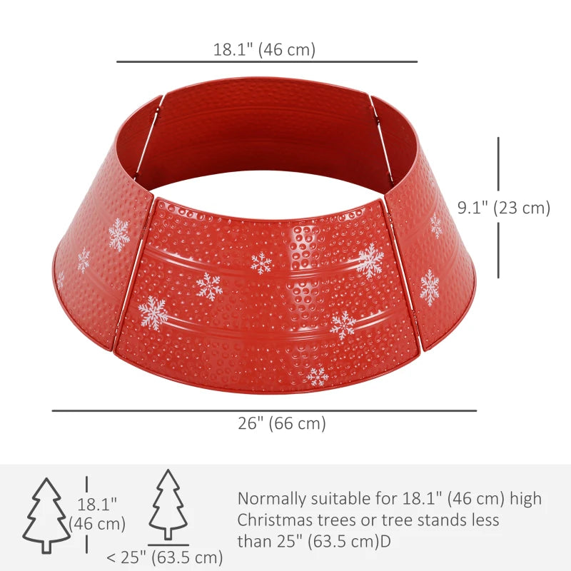 HOMCOM 26" Metal Christmas Tree Collar – Round Tree Ring in White for Holiday Home Decoration