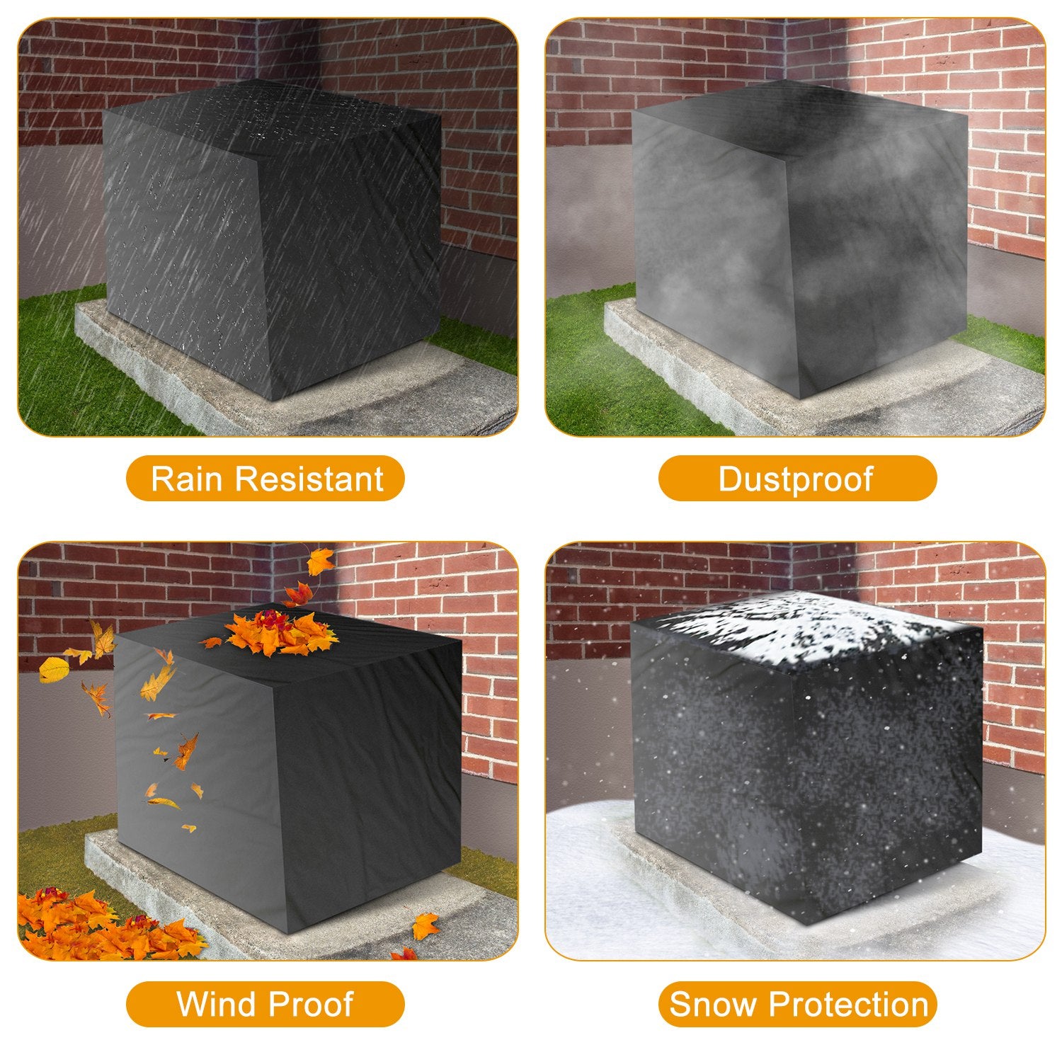 Air Conditioner Cover Outdoor Water-resistant Windproof Furniture Protector Dustproof Anti UV Outside Air Conditioner Protection Cover 21.66x16.14x14.
