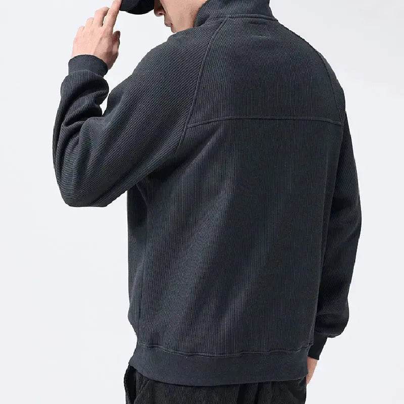 Autumn Winter half zip Stand-collar Fleece Sweatshirt Pullover tops for men