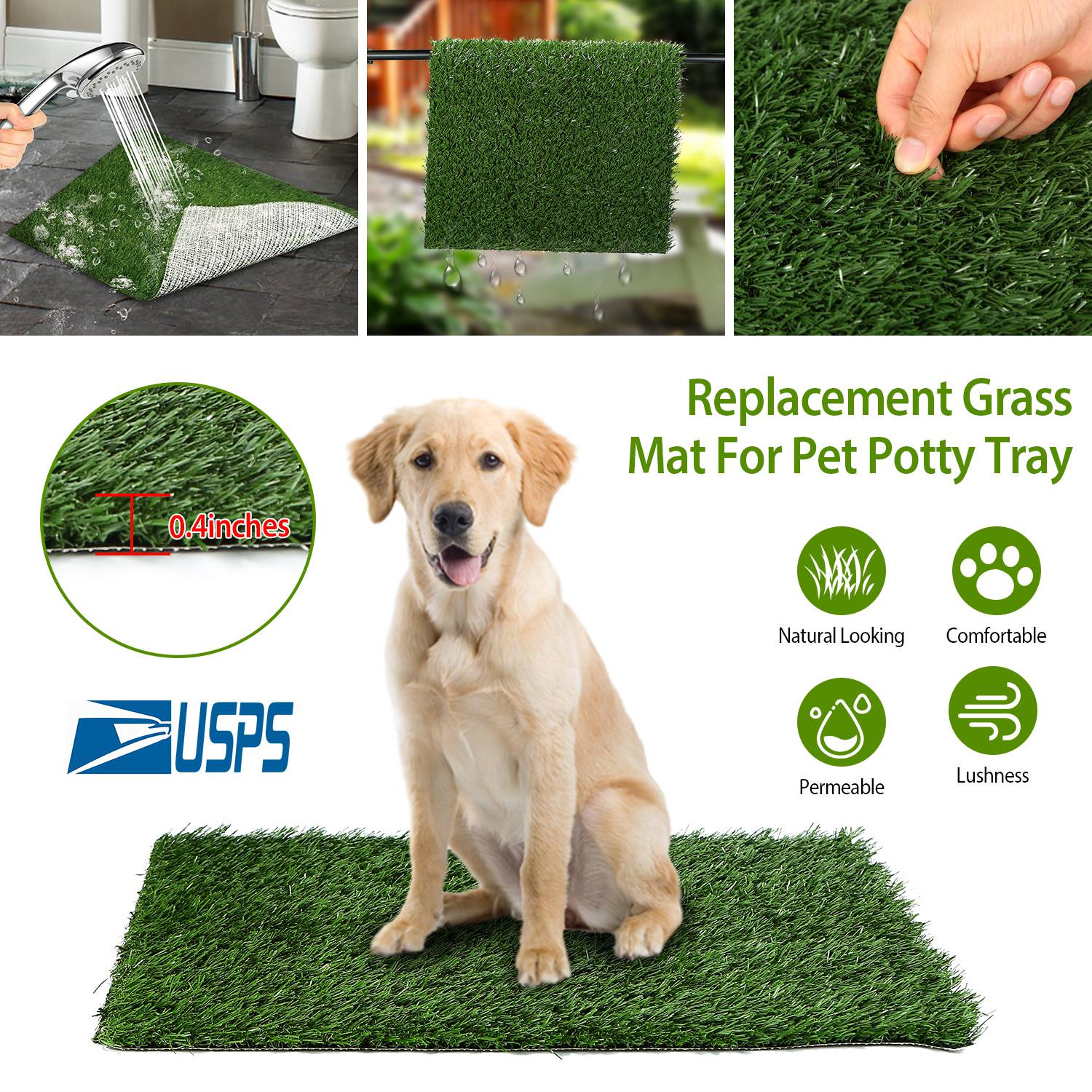 23.23x18.12” Replacement Grass Mat For Pet Potty Tray Dog Pee Potty Grass Turf Pad Fast Drainage Easy Cleaning