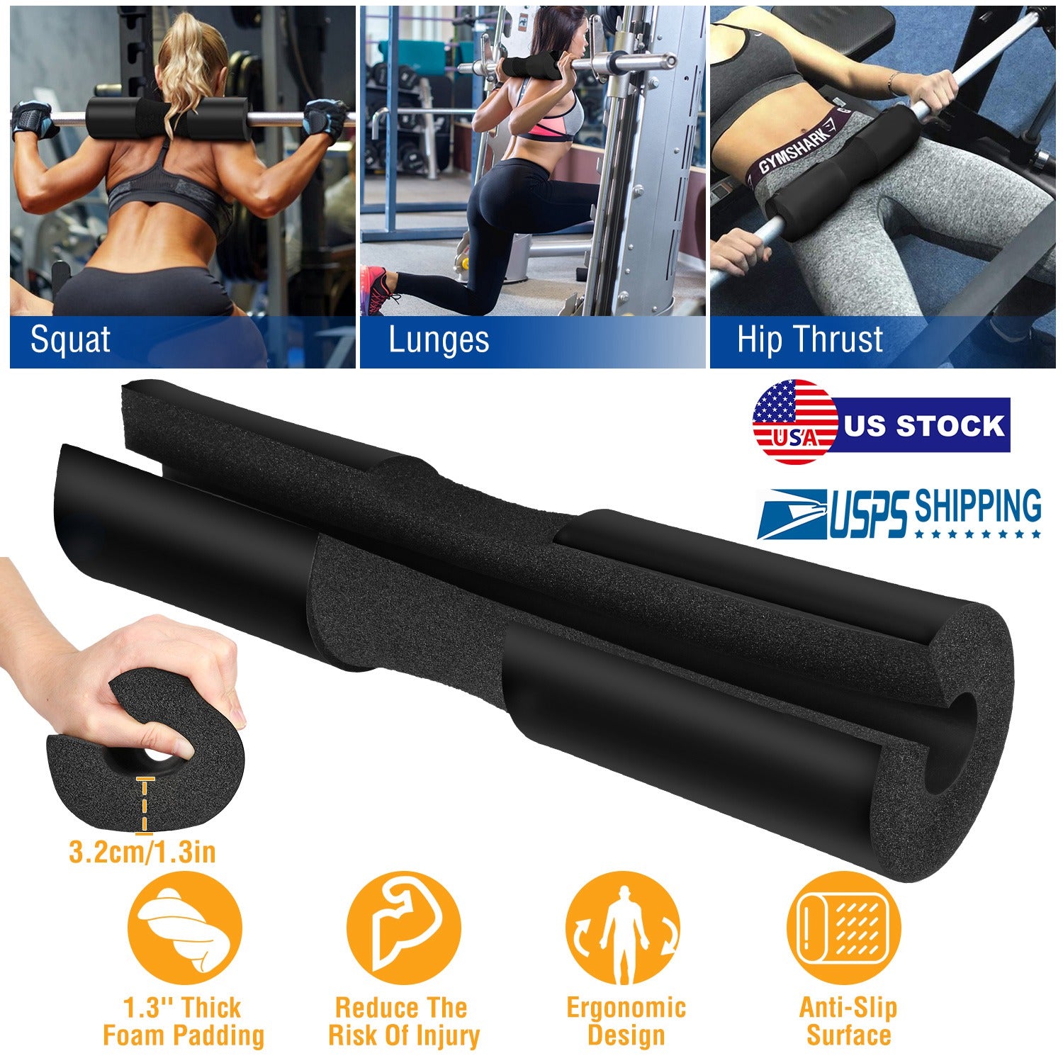 Barbell Pad Support Squat Bar Foam Cover Pad Weight Lifting Pull Up Neck Shoulder Protector