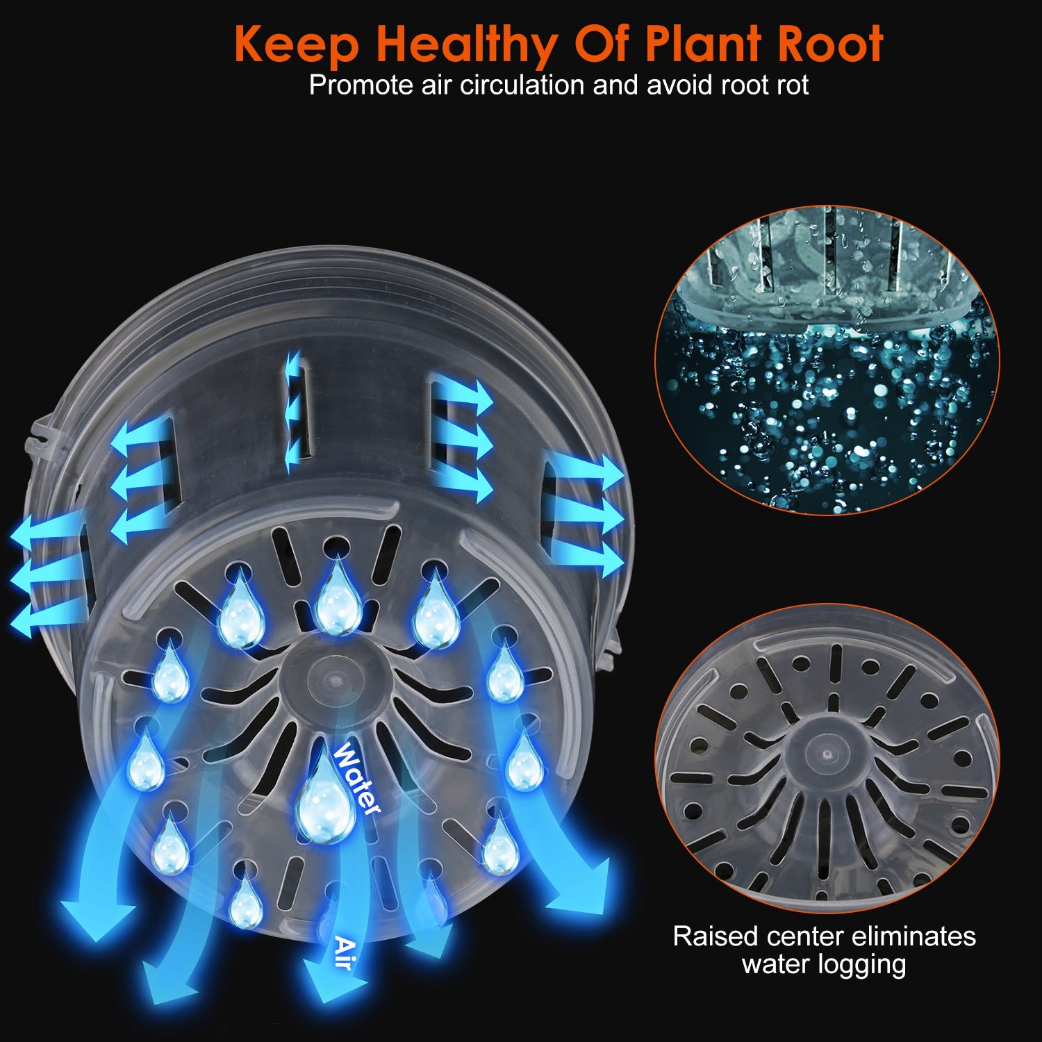 9Pcs Orchid Pots Clear Reusable Plastic Flower Plant Nursery Planter Seed Starter Pots with Drainage Holes with 32.8FT Rope 4.72in/5.51in/6.29in