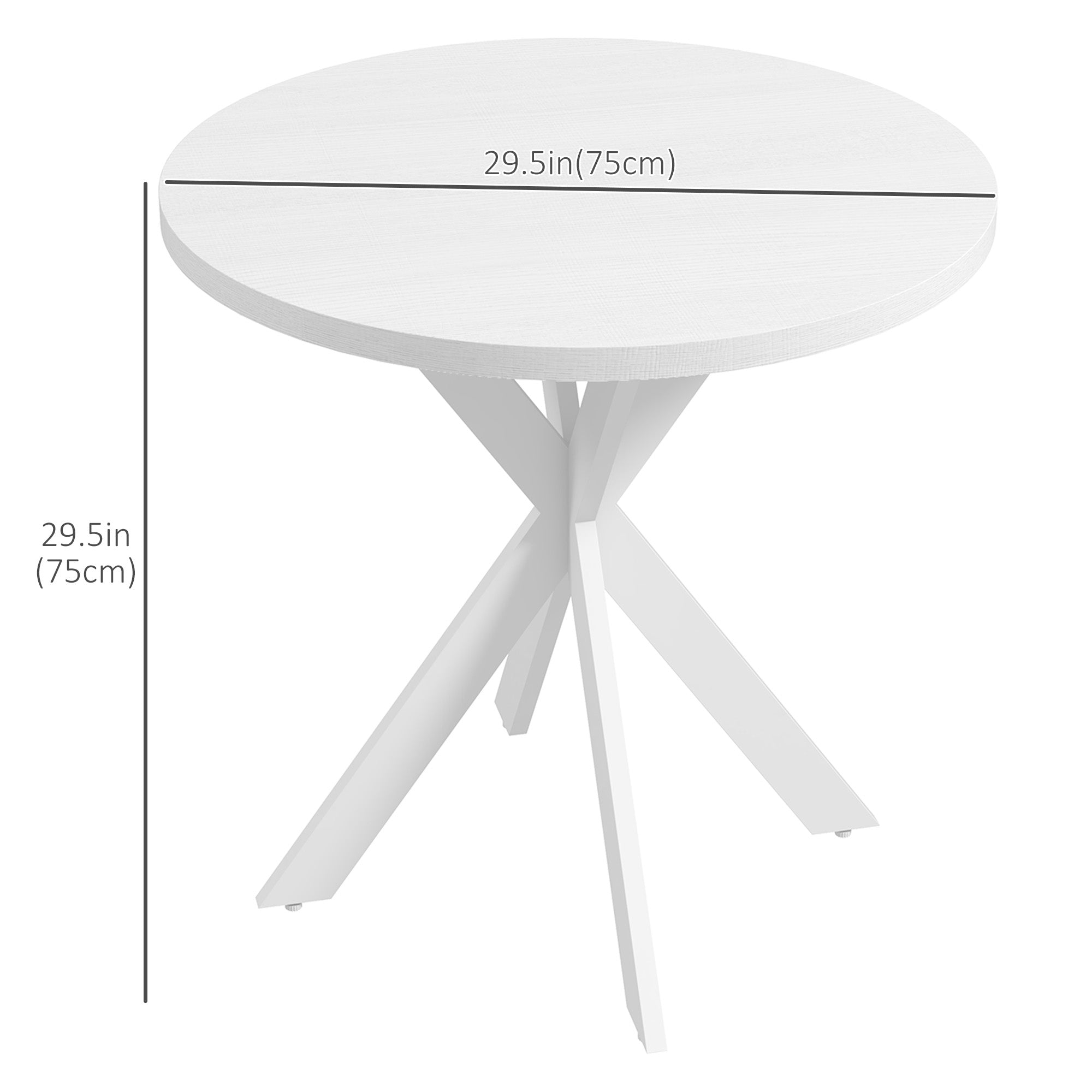 HOMCOM 29" Dining Table, Contemporary Round Kitchen Table with Steel Legs, White