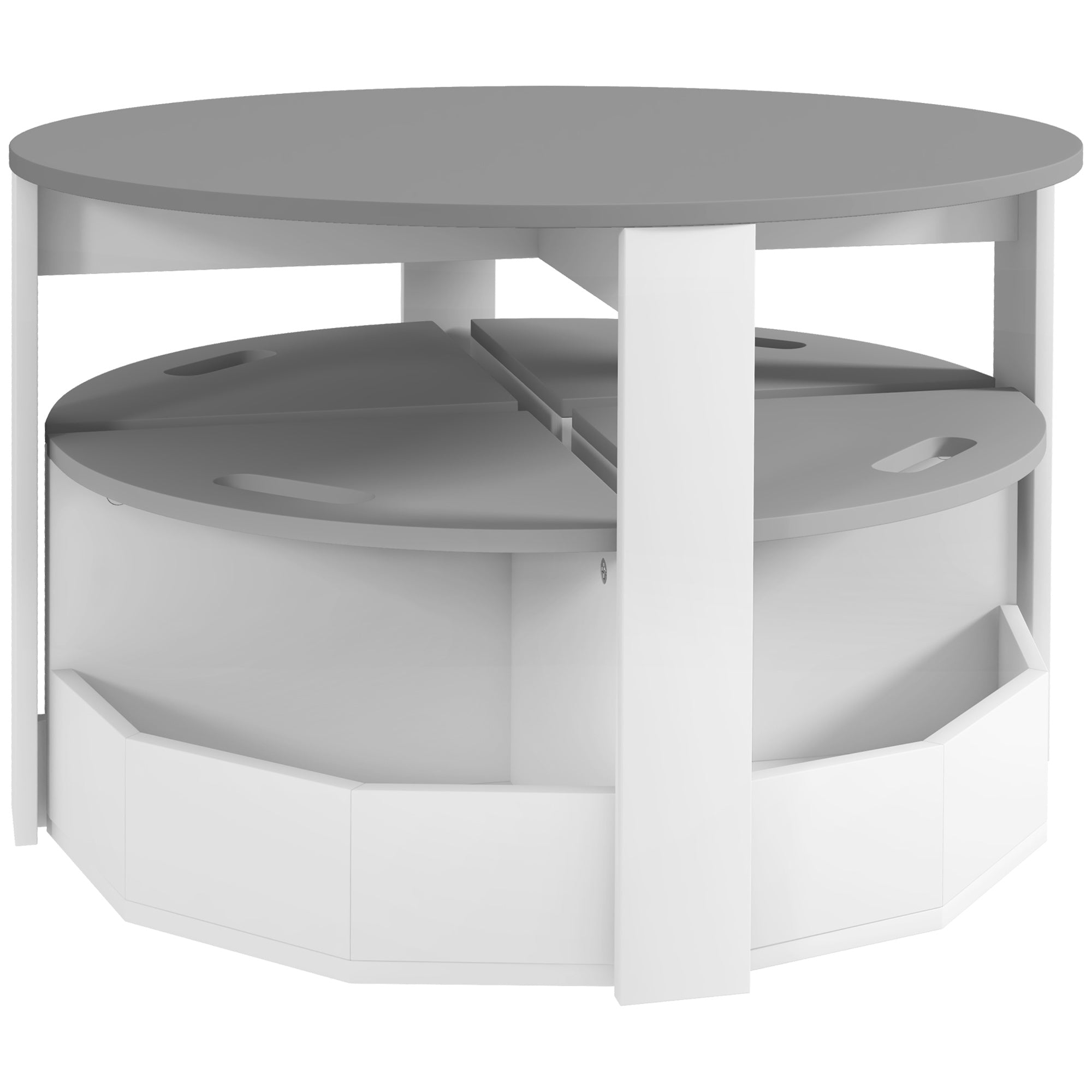 Qaba 5 Piece Kids Table Chair Set Storage Kids Room Playroom Furniture Grey