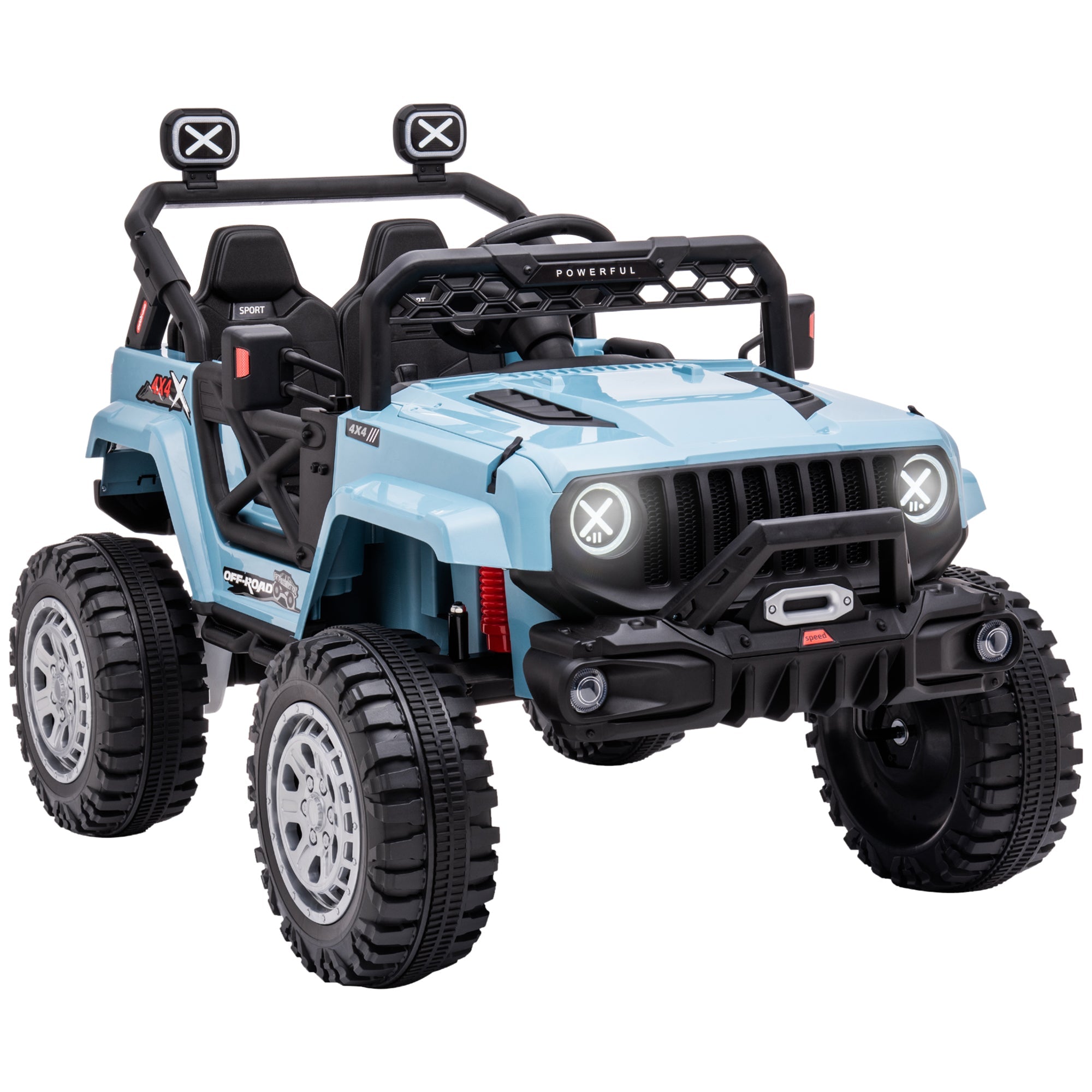 Aosom 12V Kids Ride-On Truck: Remote Control, LED Lights, Spring Suspension, Blue