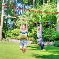 Ninja Slackline Set, 30-Piece, 10m Rope with Obstacles, Climbing Frame, Playset Equipment for Children Aged 3-6