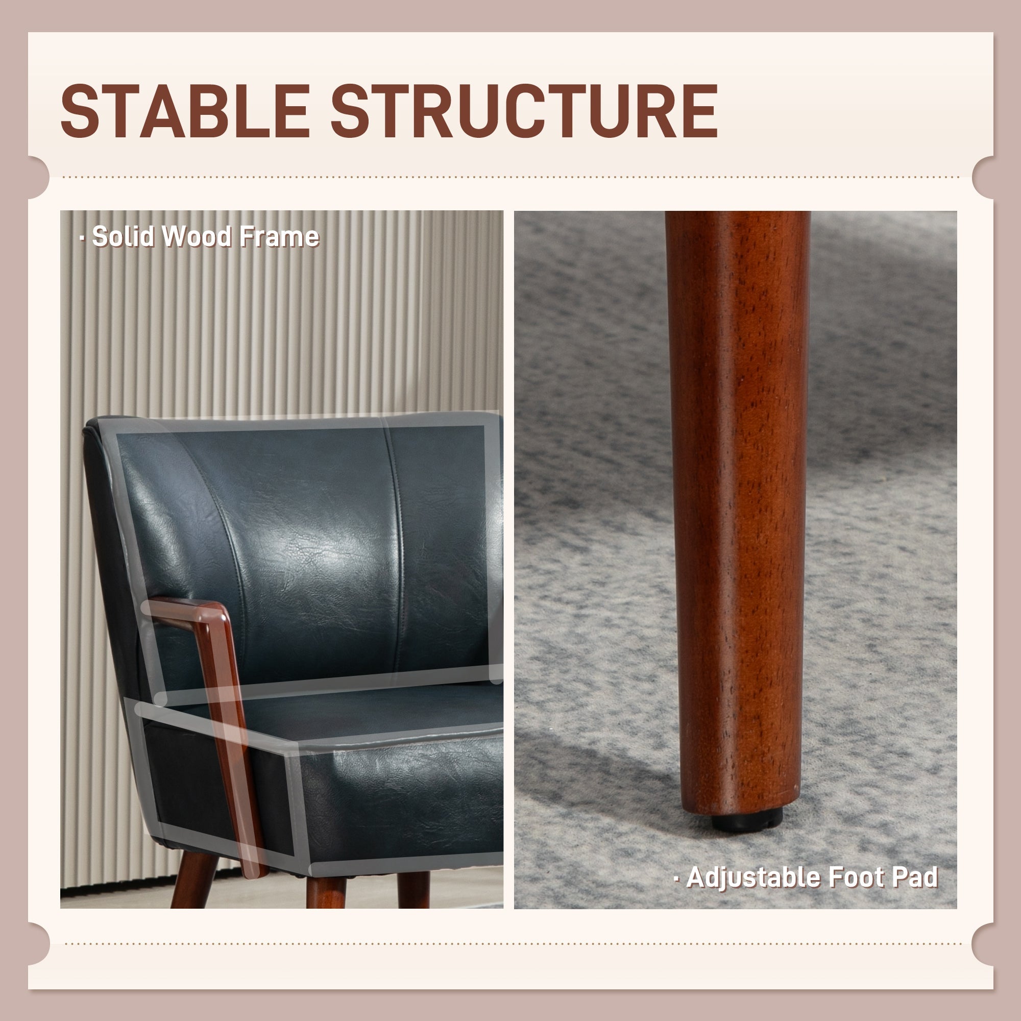 HOMCOM Accent Chair, Modern Armchair, Faux Leather Upholstered Living Room Chair with Wood Legs and Wide Padded Seat, Blue