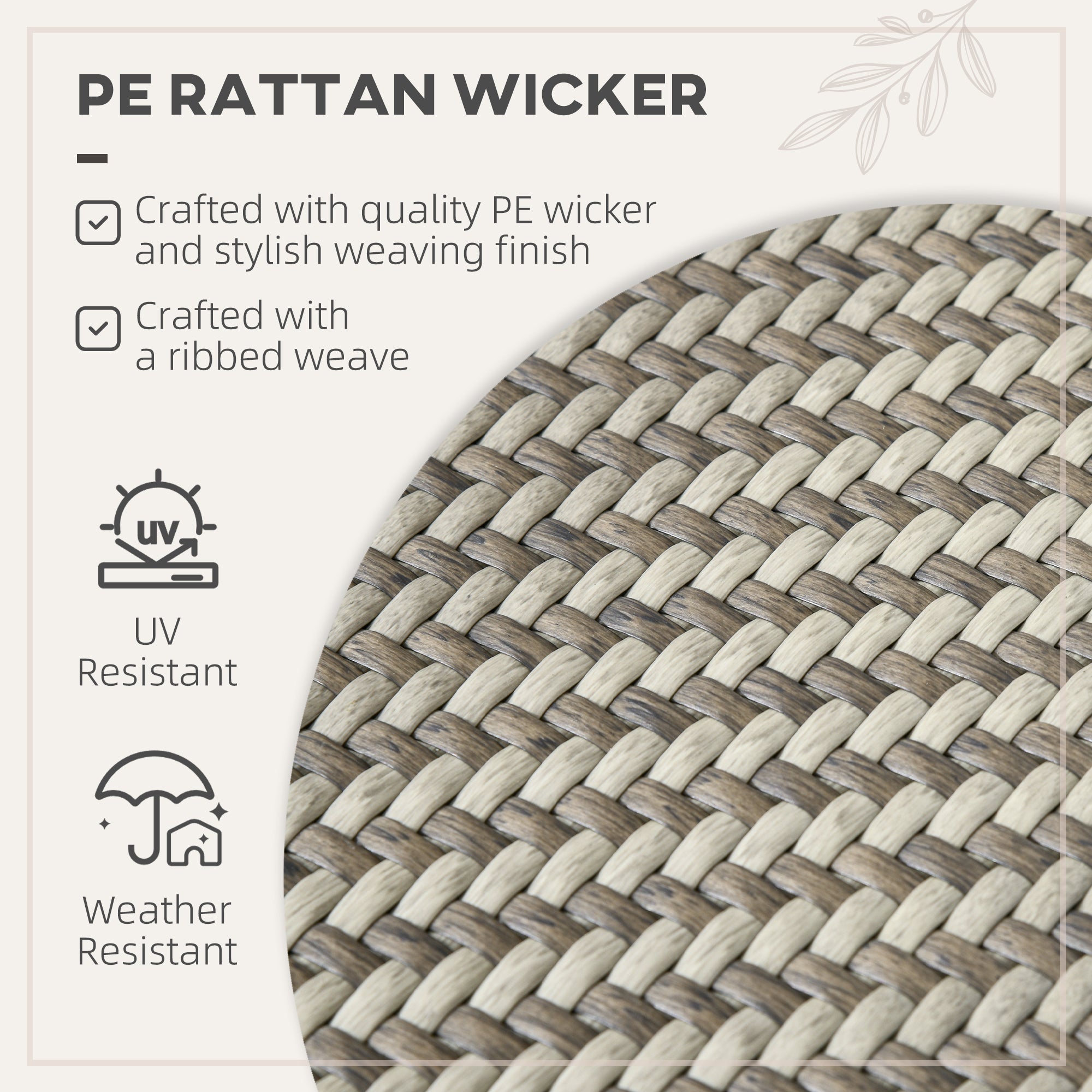 Outsunny Extendable Rattan Dining Table Patio Aluminum Frame Retractable Mixed Brown 90/180 x 90 cm