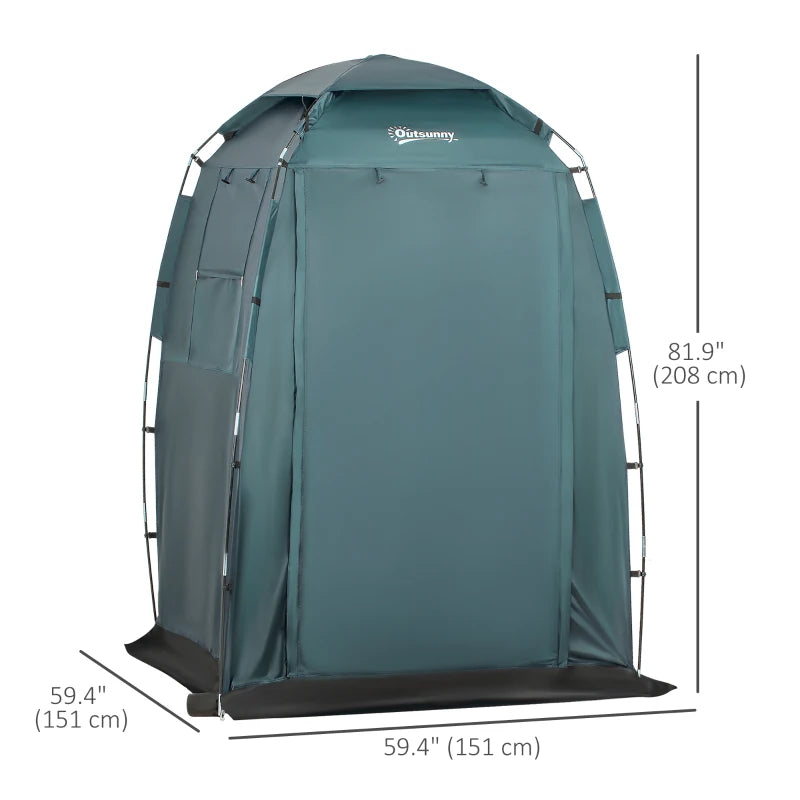 60" x 60" x 82" Shower Tent Extra Wide Changing Room Privacy Portable Camping Shelters with Windows & Floor Mat, Green