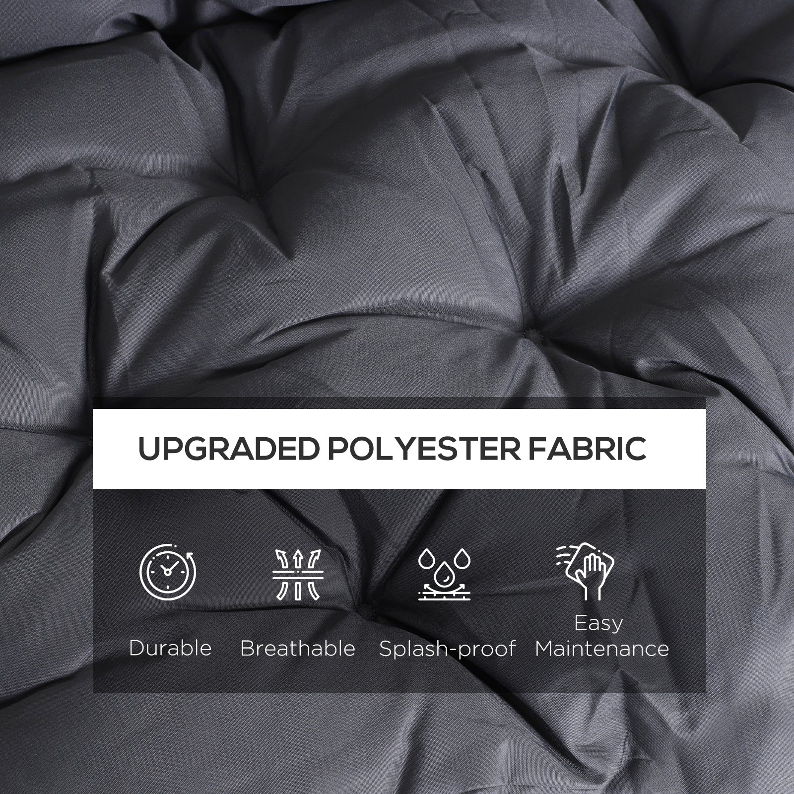 Outsunny 3 Seater Bench Swing Chair Replacement Cushions Outdoor Seat Pads Backrest Patio Garden Dark Grey