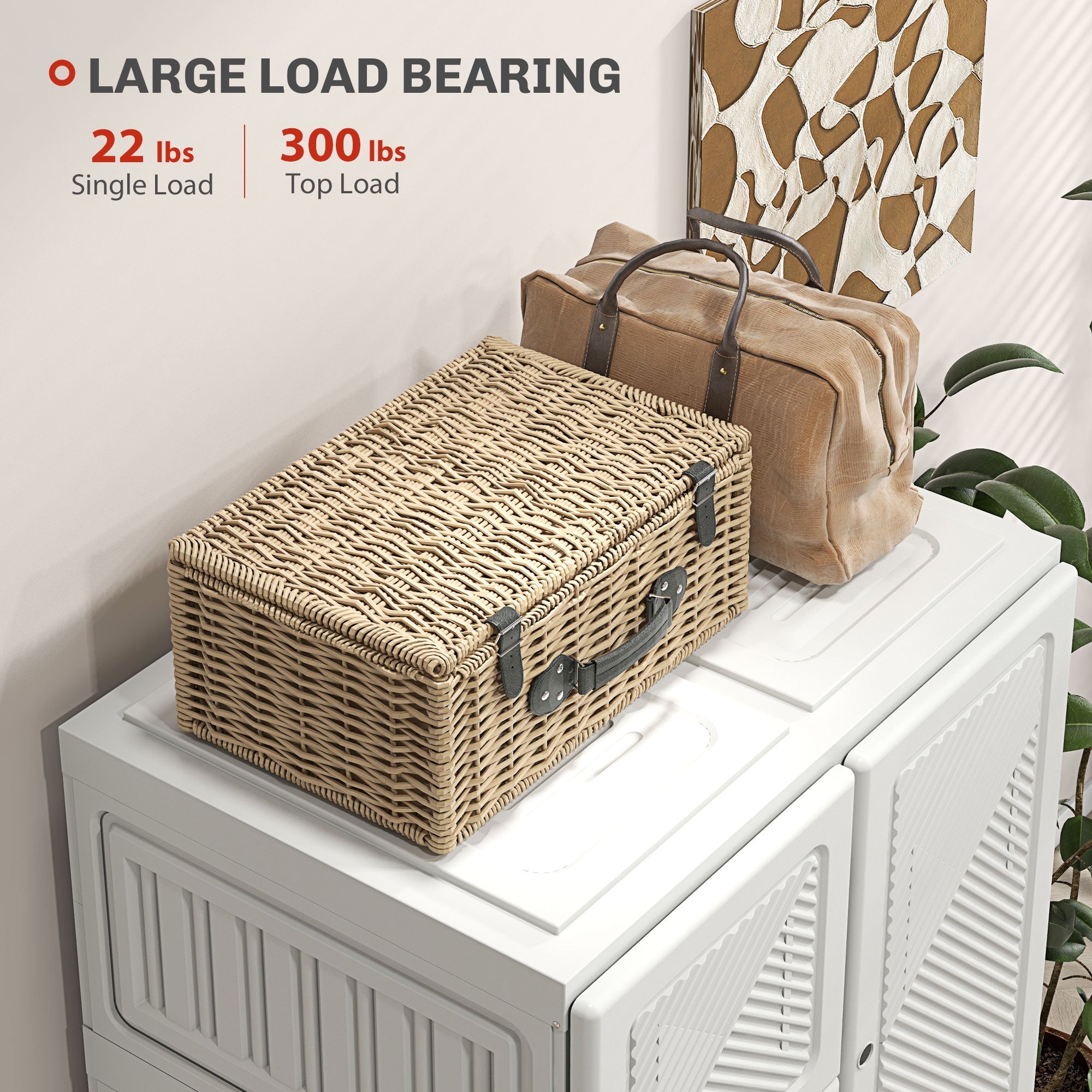 HOMCOM Portable Wardrobe, Foldable Clothes Storage Organzier with 8 Compartments, Magnet Doors, White