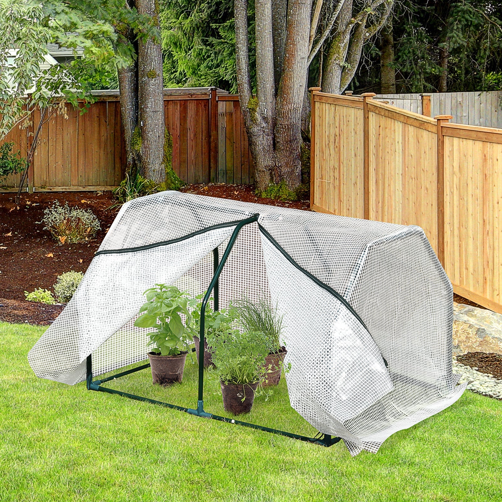 Outsunny Mini Greenhouse: 39"x28"x24" Portable PE Cover & Steel Frame with Zipper Door