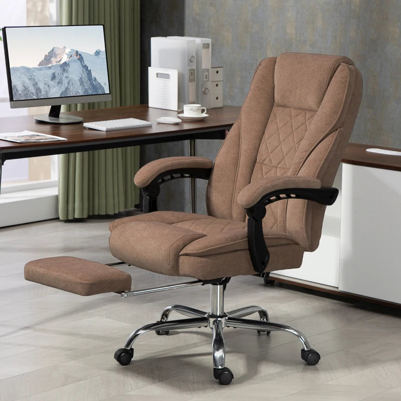 Massage Office Chair, Reclining Computer Chair with Adjustable Height and Footrest, Brown