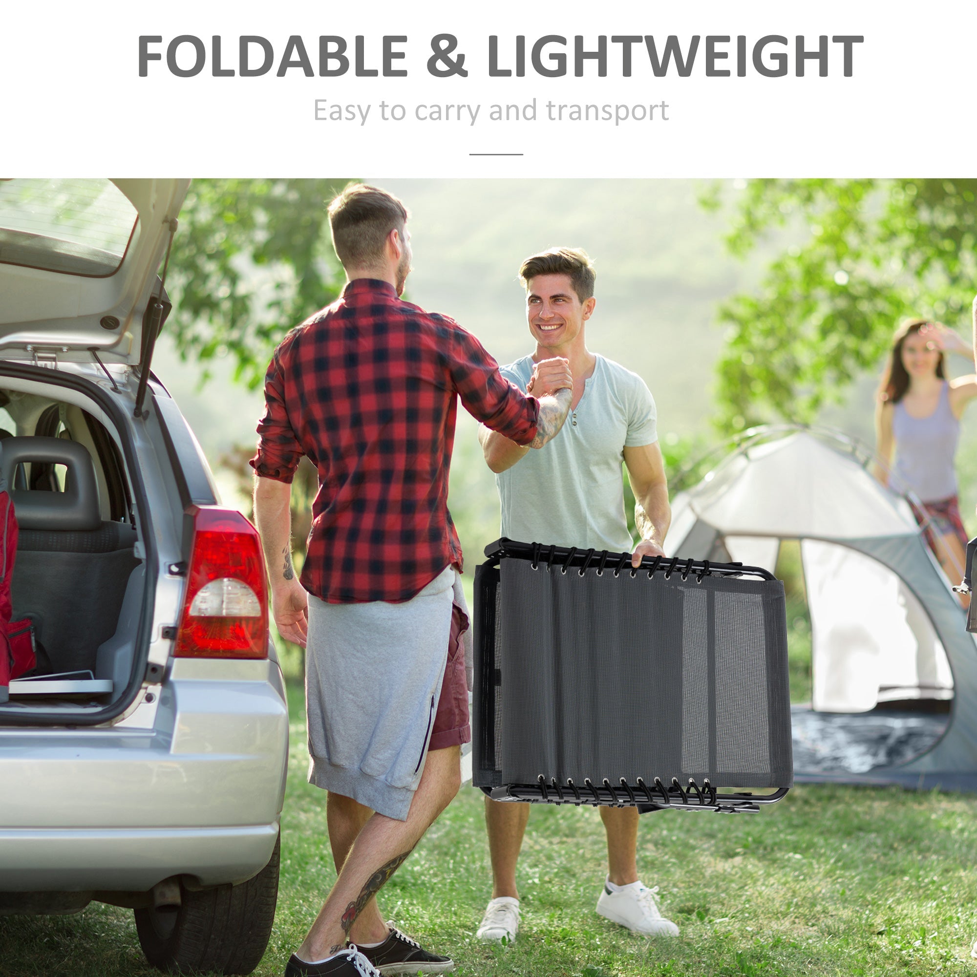 Outsunny Adjustable Outdoor Folding Lounge Chair Recliner with Pillow Grey