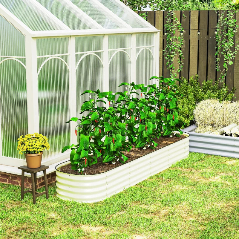 7.9 x 2 x 1ft Galvanized Raised Garden Bed Kit, Metal Planter Box with Safety Edging, Cream White