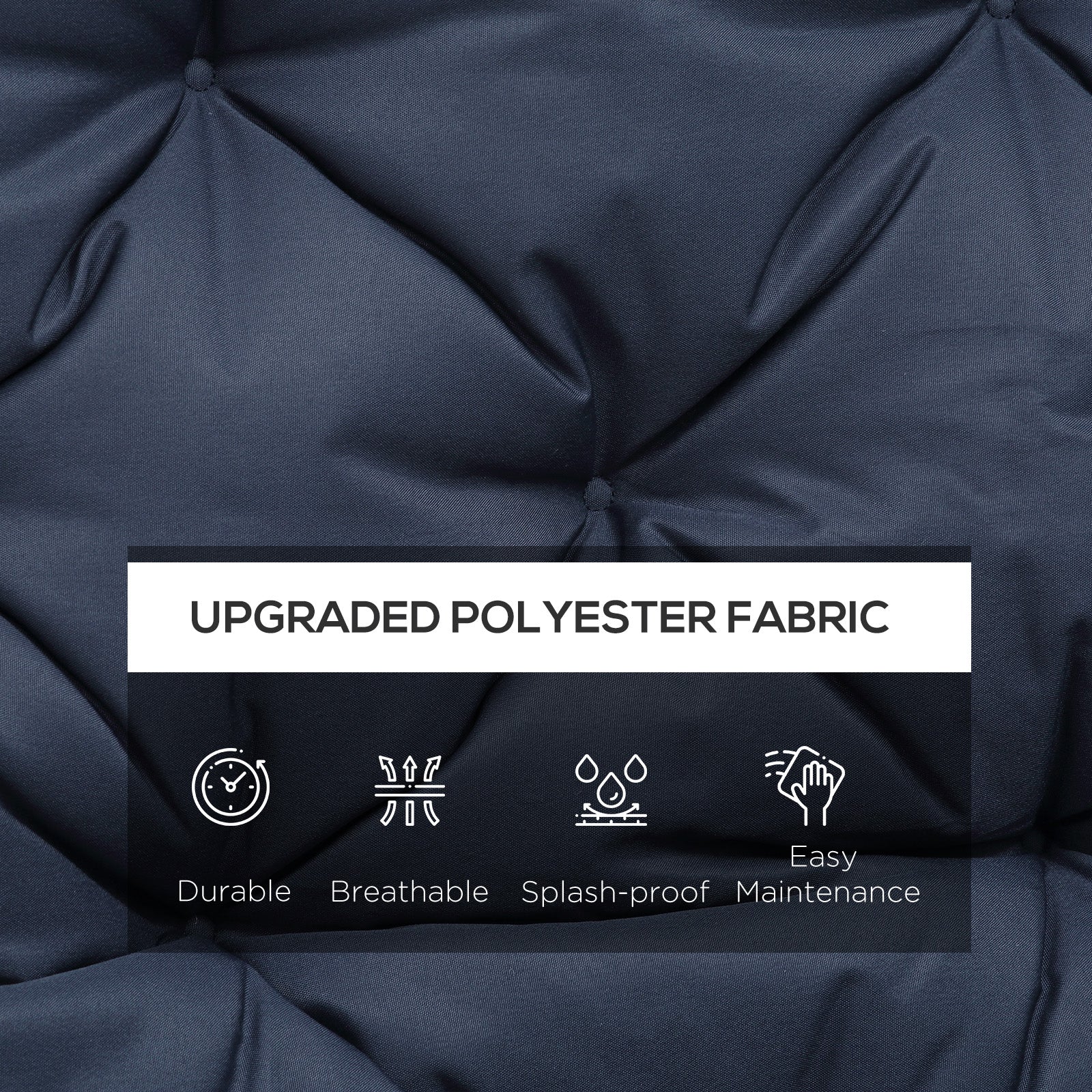 Outsunny Replacement Cushions for 3-Seater Outdoor Bench Swing Chair, Comfortable Seat Pads & Backrest, Dark Blue