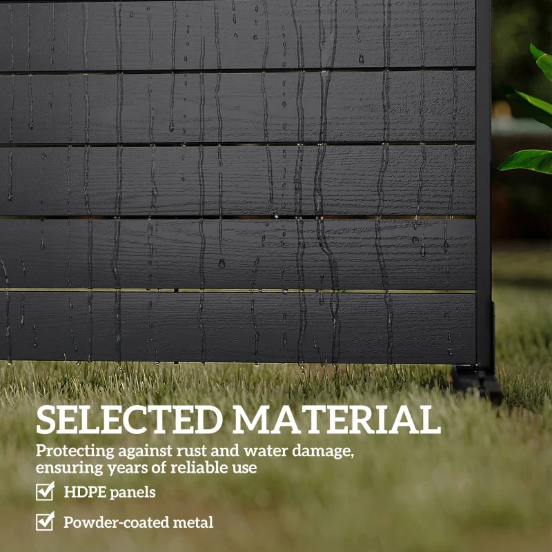 Outdoor Privacy Screen, 47.2" x 68.5" HDPE Decorative Screen Panel with Stand, Freestanding Privacy Panel, Black