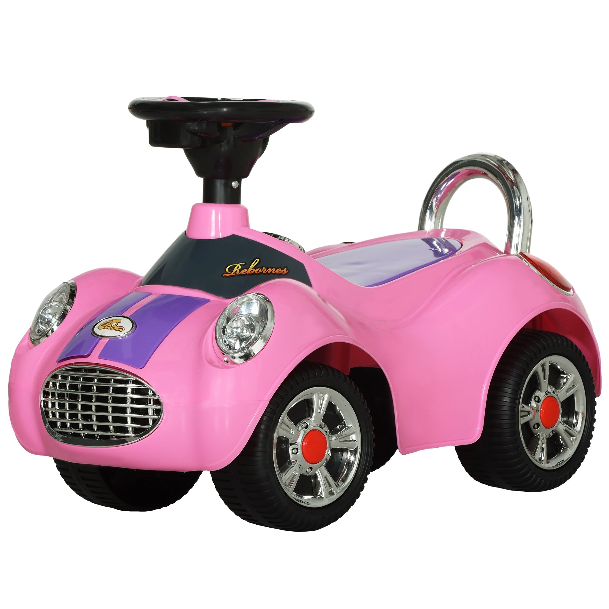 Qaba Baby Push Car for 1-3 Years with Music, Horn, Light, Pink