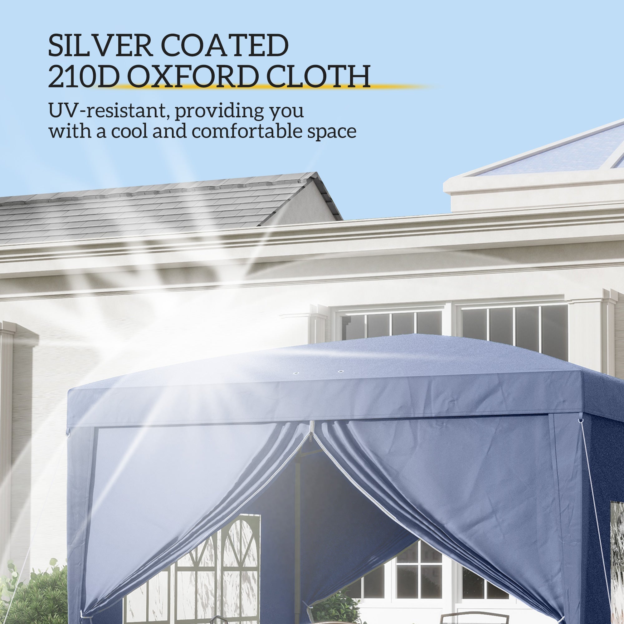 Outsunny 10'x10' Pop Up Canopy Tent Gazebo for Outdoor Parties Weddings Events Portable Folding Steel Frame Blue