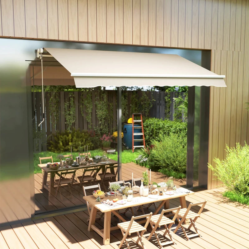 9' x 8' Outdoor Sunshade Canopy Awning Cover, Retractable Awning Fabric Replacement, UV Protection, Beige