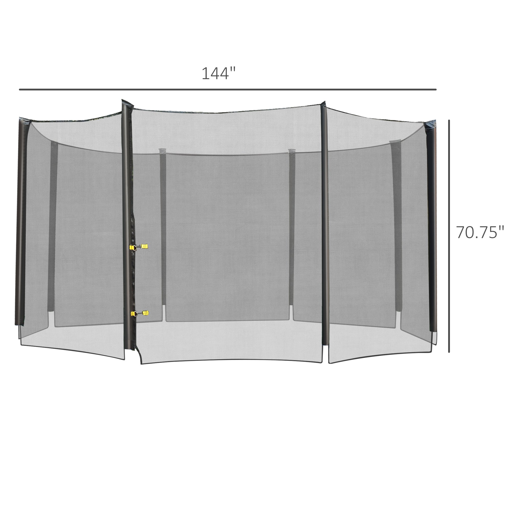 HOMCOM 12' Round Trampoline Replacement Net Enclosure Safety Net Fence with 4 Arch 8 Poles Black