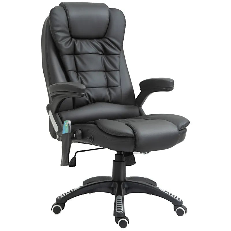 Executive Office Chairs Heated Massage High Back Reclining Office Chair Swivel Leather Adjustable Vibrating Furniture Black