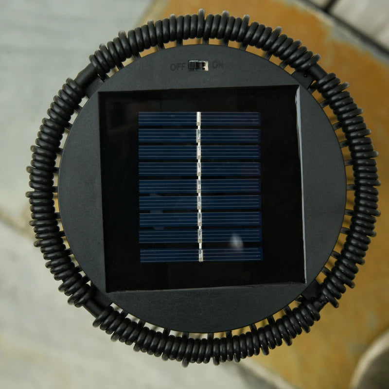 Wicker Solar Floor Lamp, Decorative Outdoor Lamp with Auto On/Off LED Light, IP44 for Patio, Porch, Pathway, Black