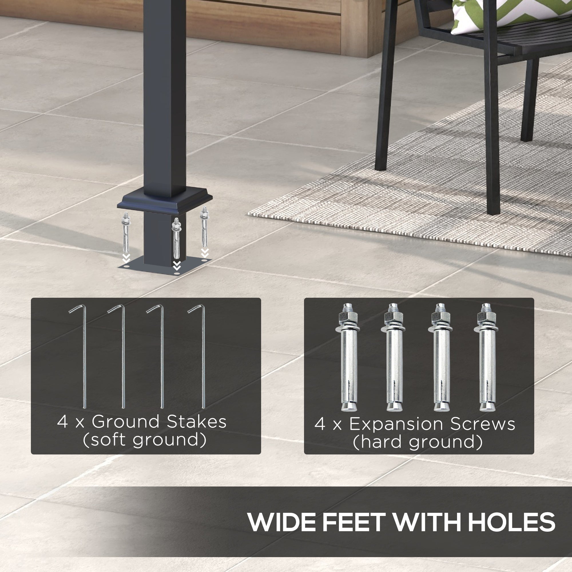 Outsunny Garden Gazebo 10'x10' Retractable Pergola Shade for Patio Deck Grill Dark Grey