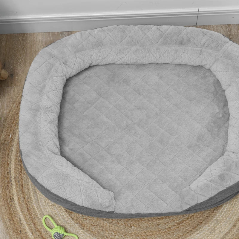 Pet Sofa Bed for Large Dogs with Removable Cushion, Washable Cover, Anti-slip Foot Pads, Grey