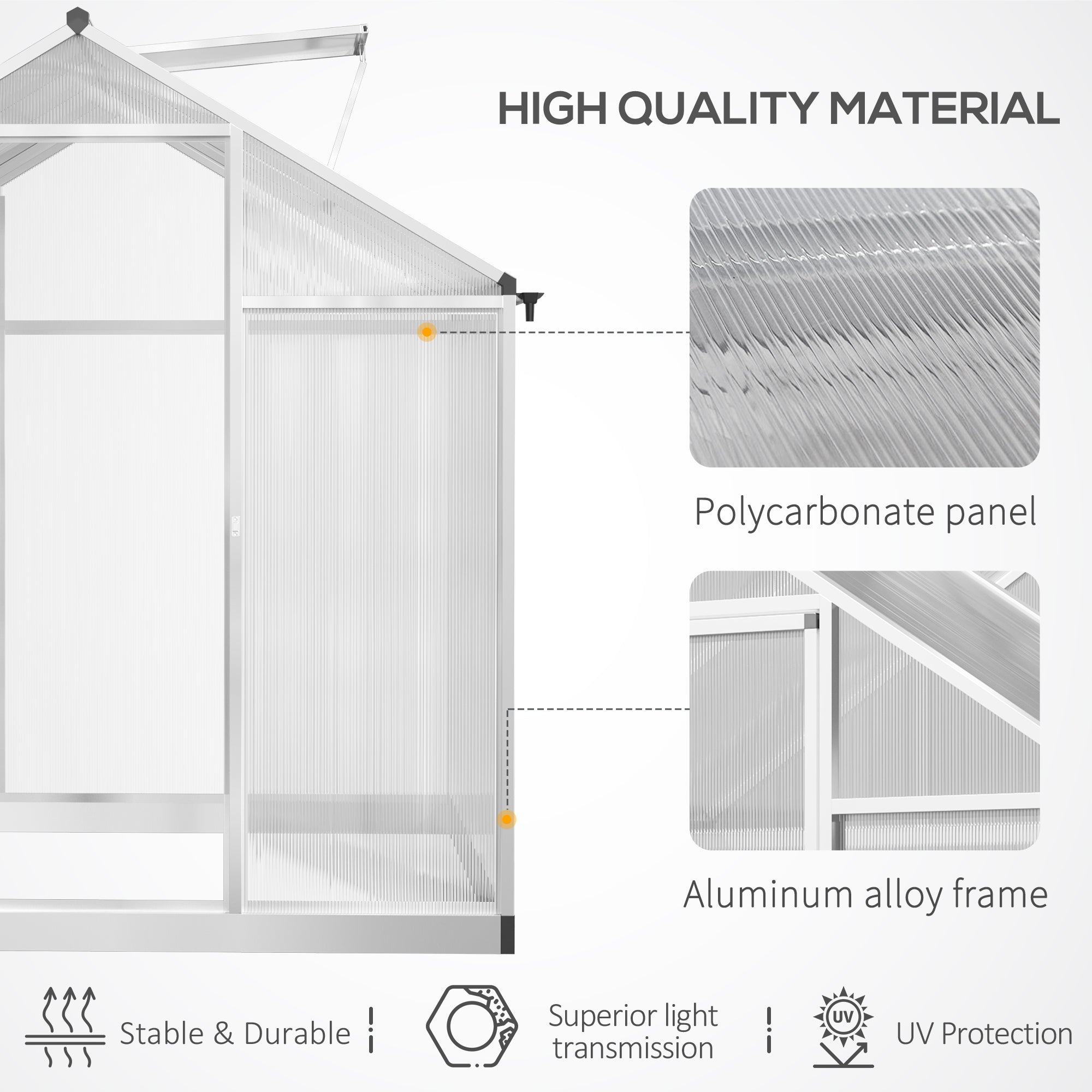 Outsunny Large Walk-In Greenhouse: 8'x6.25' with Polycarbonate Panels, Sturdy Frame & Portable Design for Outdoor Plant Growth