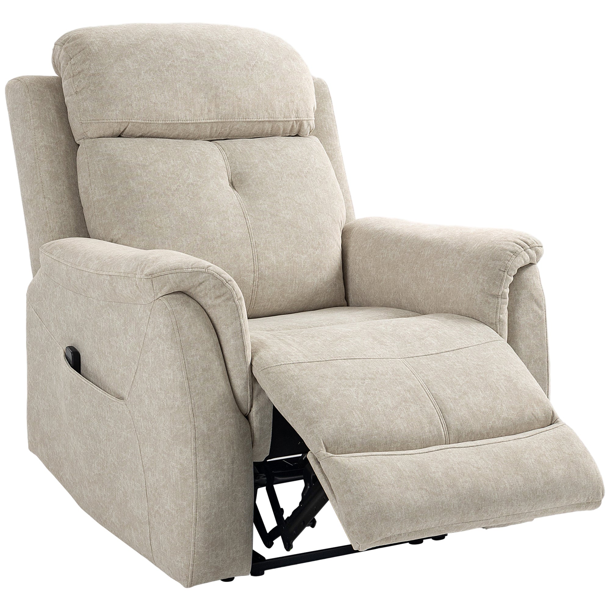 HOMCOM Manual Recliner Chair with Vibration Massage, Beige - Cozy Reclining Chair for Living Room with Side Pockets
