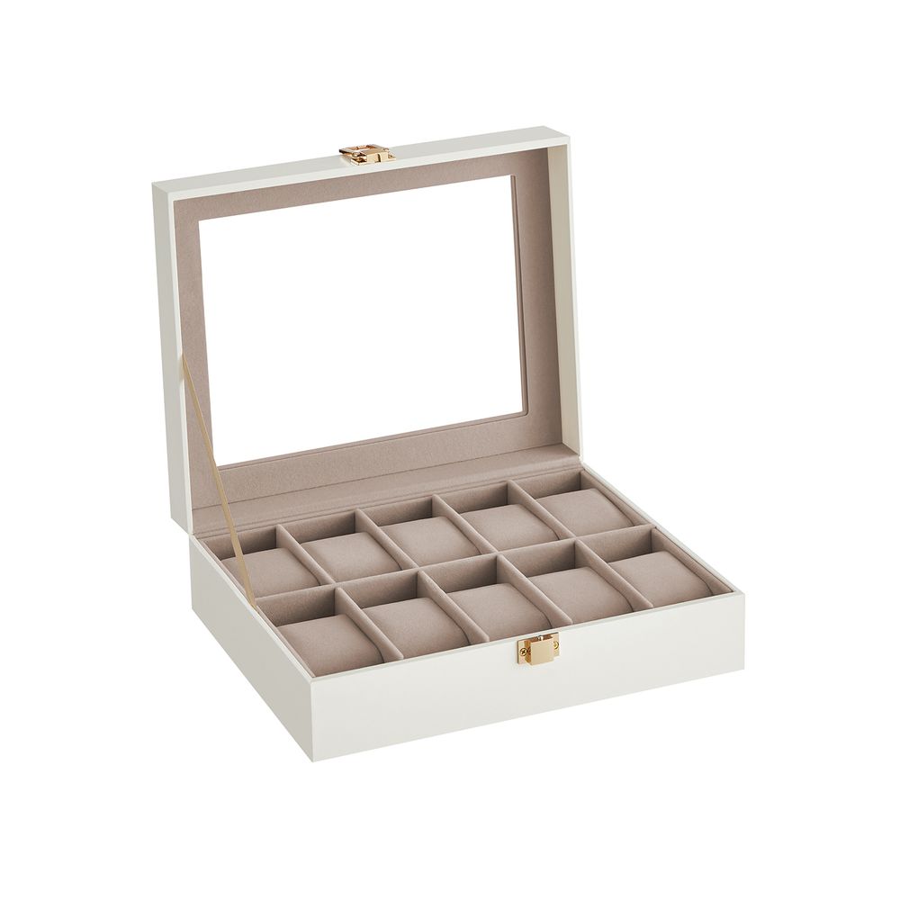 SONGMICS 10-Slot Watch Case with Large Glass Lid