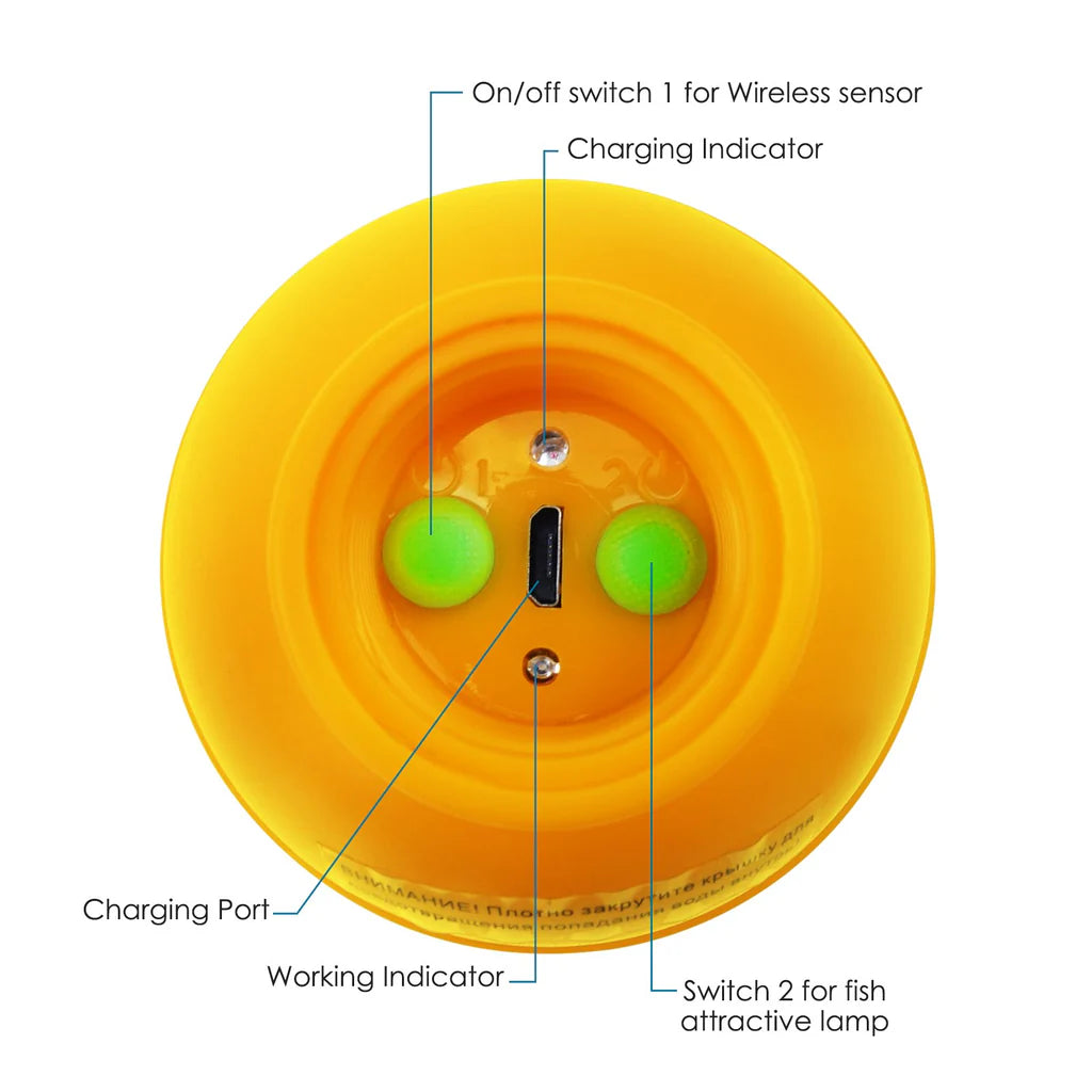 FFW-718LA Wireless Fish Finder, Rechargeable Sonar Sensor, 492 ft Wireless Range, 147 ft Depth Detection with Fish Attracting Light