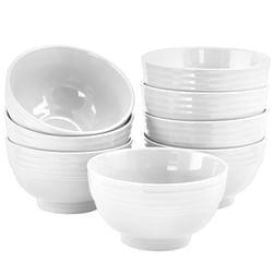 Gibson Home Plaza Cafe 8 Piece 6 Inch Stoneware Bowl Set in White - Free Shipping