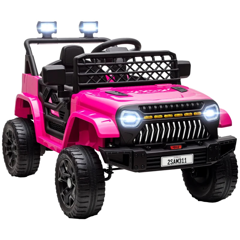 Qaba 12V Ride on Truck, Electric Car for Kids with Remote Control, Suspension, 3 Speeds, USB Music Headlights, Pink