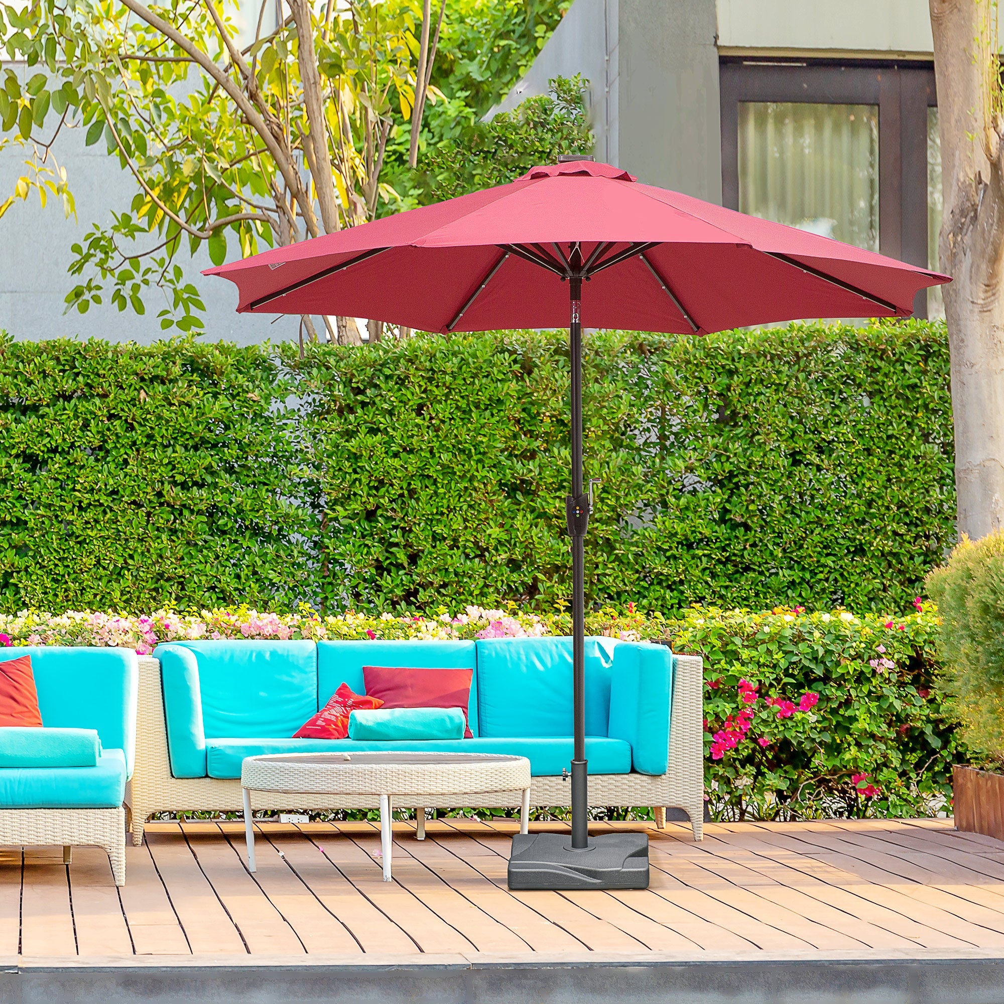 Outsunny Square Solidity: Cement Parasol Base, Outdoor Garden Patio Umbrella Stand Holder, Fits Φ32mm Φ38mm Φ48mm Pole, Black Finish