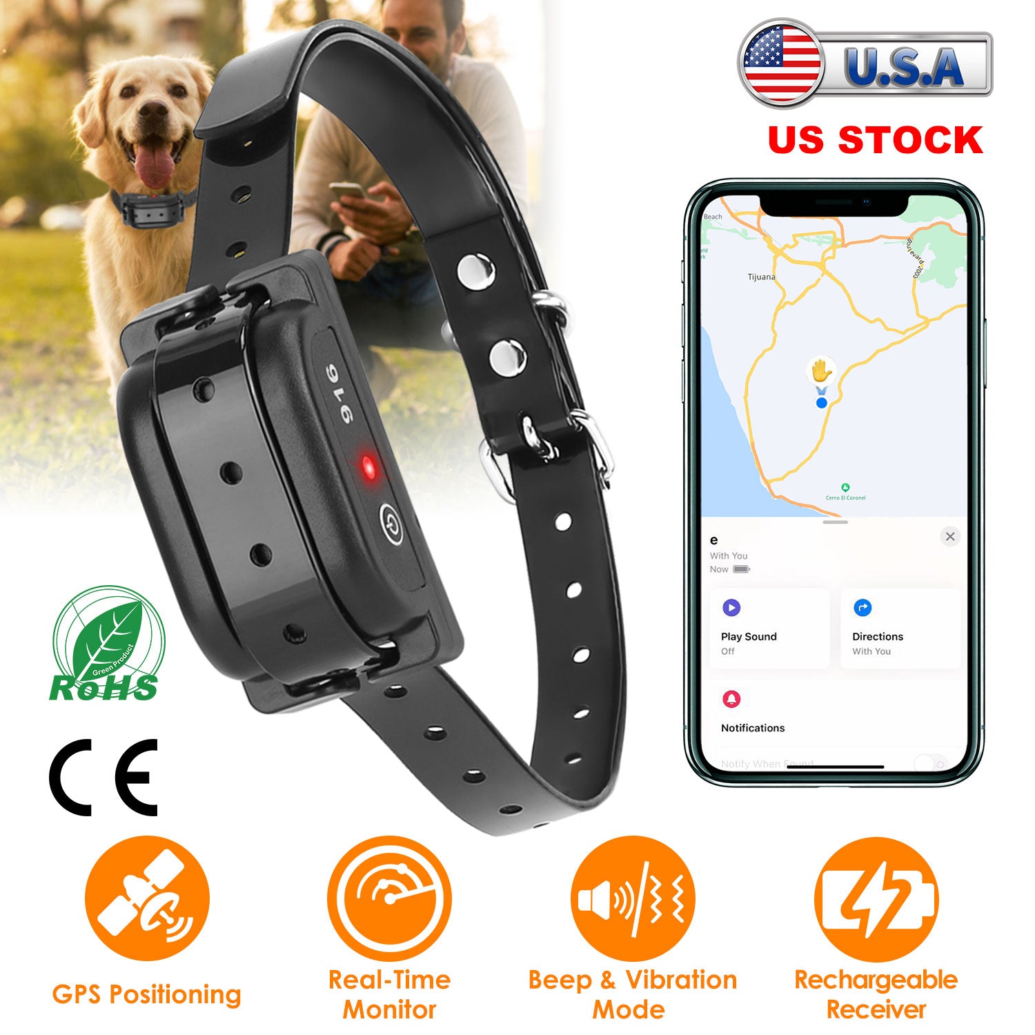 Dog Wireless Fence Collar Receiver GPS Tracker Vibration Beep Mode Single Dog Receiver Without Remote For Small Medium Large Dogs