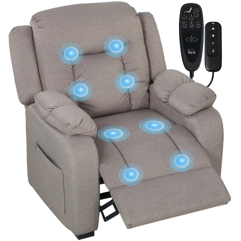 Massage Recliner Chair with Quiet Brushless Motor Pet-Friendly Fabric Power Recliner with 2 Memory Positions Brown