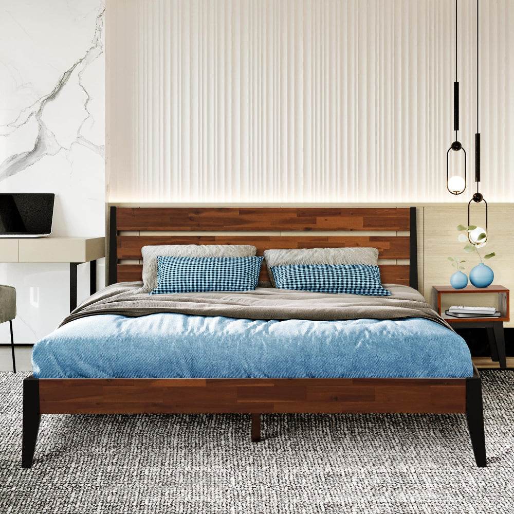 Emery Solid Wood Bed Frame & Nightstand Bedroom Set