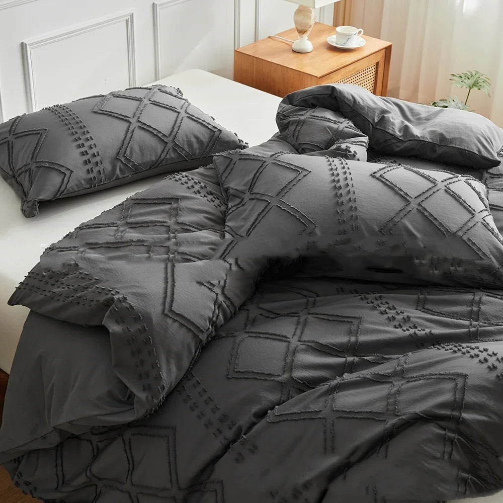 Cut Flower Geometric Simple Pure Color Duvet Cover Pillowcase