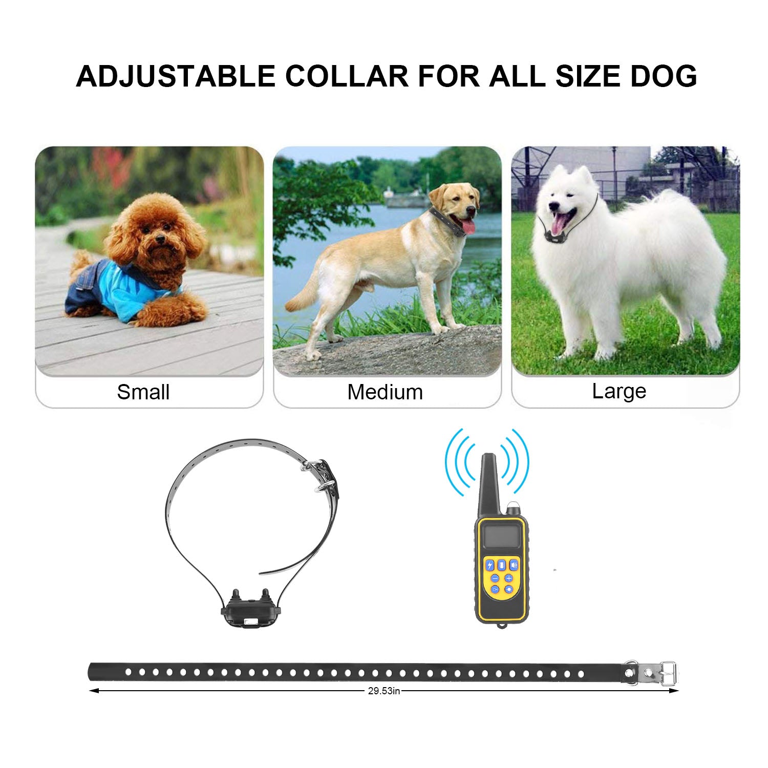 iMounTEK Dog Training Collar IP67 Waterproof Pet Trainer 300mAh Rechargeable 875 Yard Remote Control 4 Modes Adjustable Level