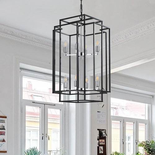 8 Lantern Tiered Chandeliers, Industrial Farmhouse Chandeliers