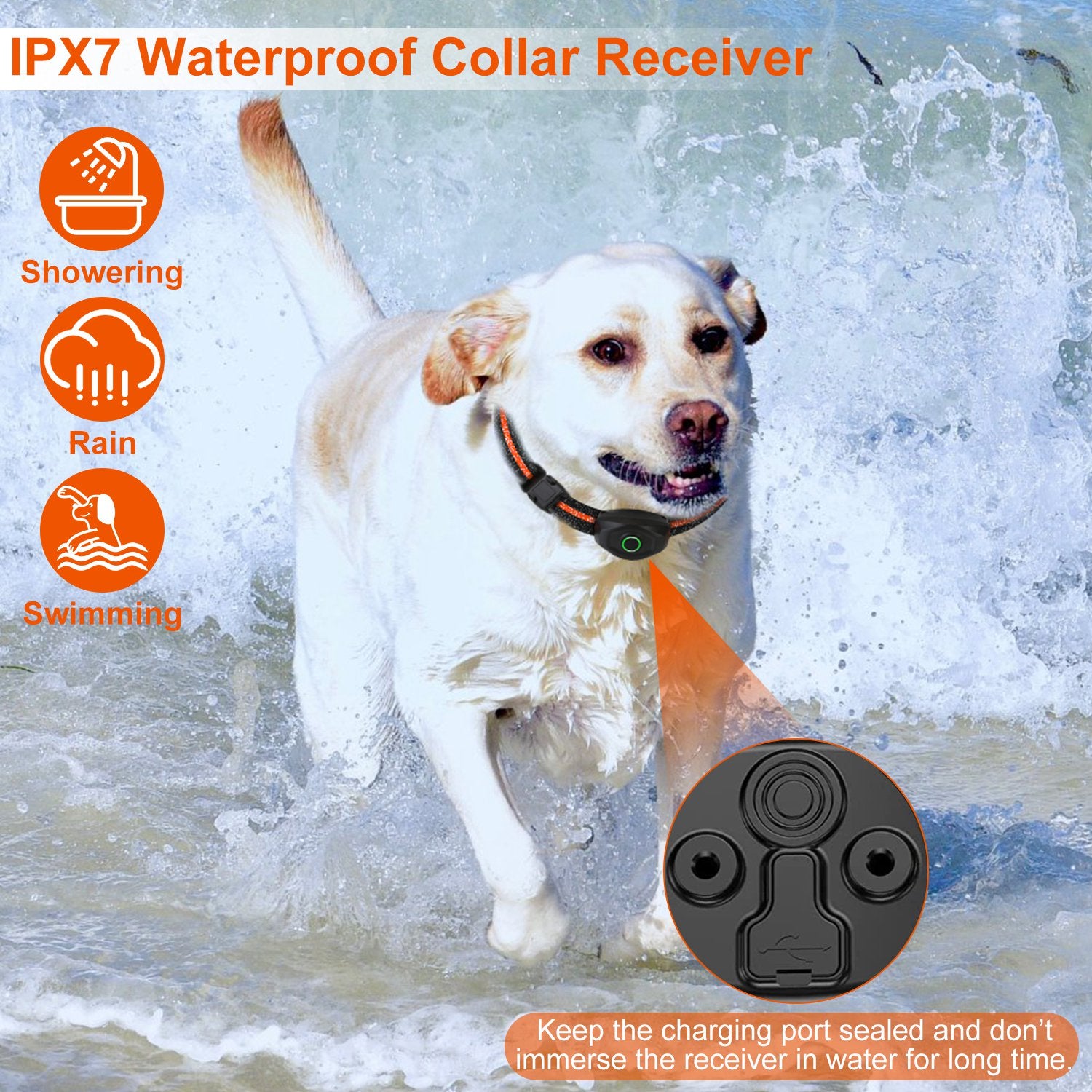 IPX7 Waterproof Electric Dog Training Collar Rechargeable Receiver Beep Vibration Shock for small Medium Large Dogs