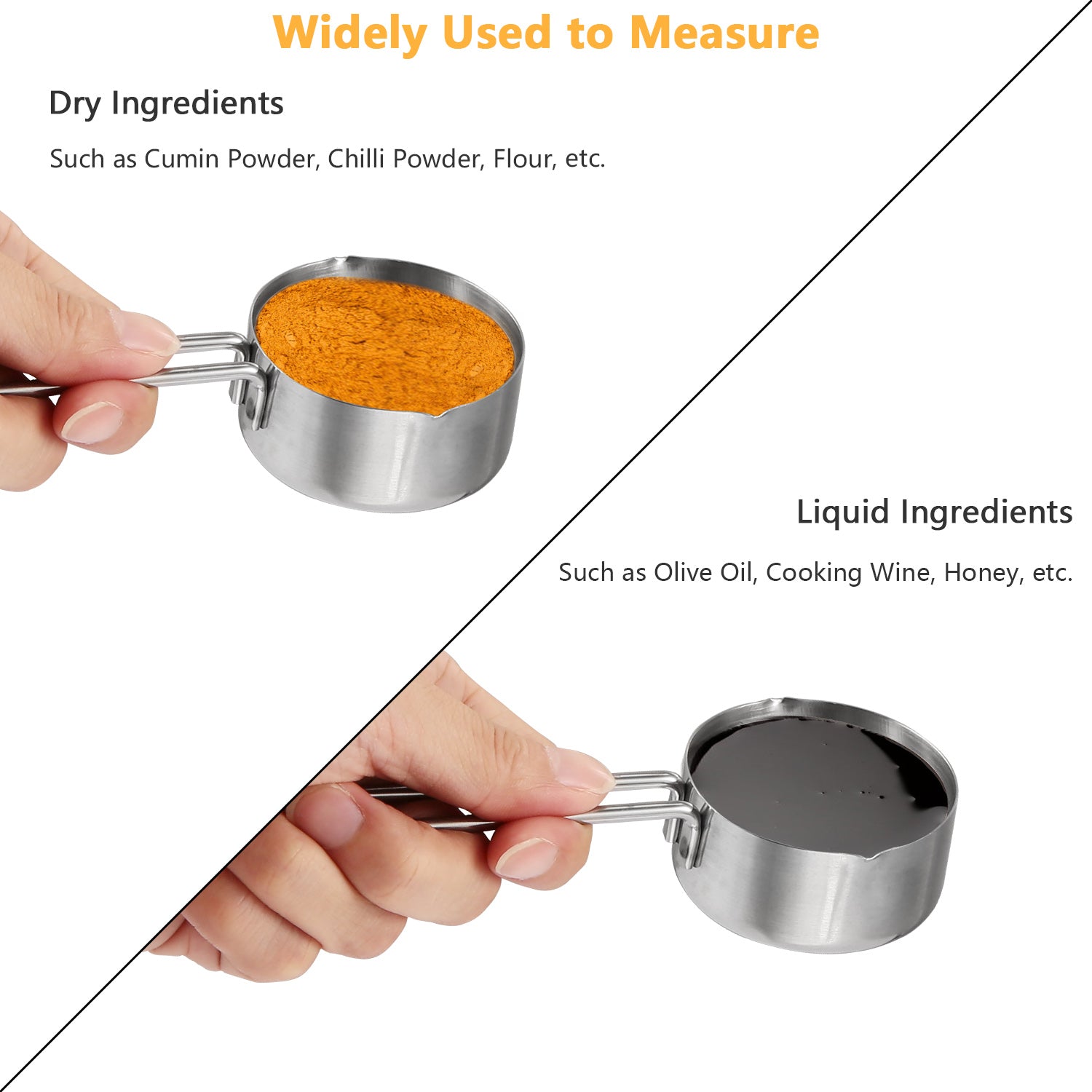 4Pcs Stainless Steel Measuring Cups Spoons Stackable Kitchen Measuring Set for Cooking, Baking, Liquid Dry Ingredients