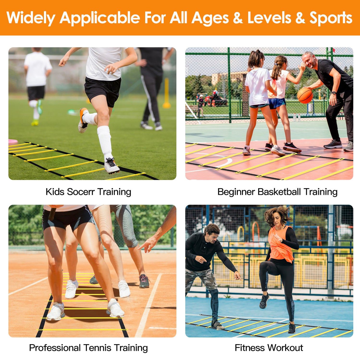 Speed Agility Training Equipment Set For Pro Beginner Including Cones Parachute Stakes Hurdles 19.68FT Ladder with Carrying Bag Soccer Football Basket