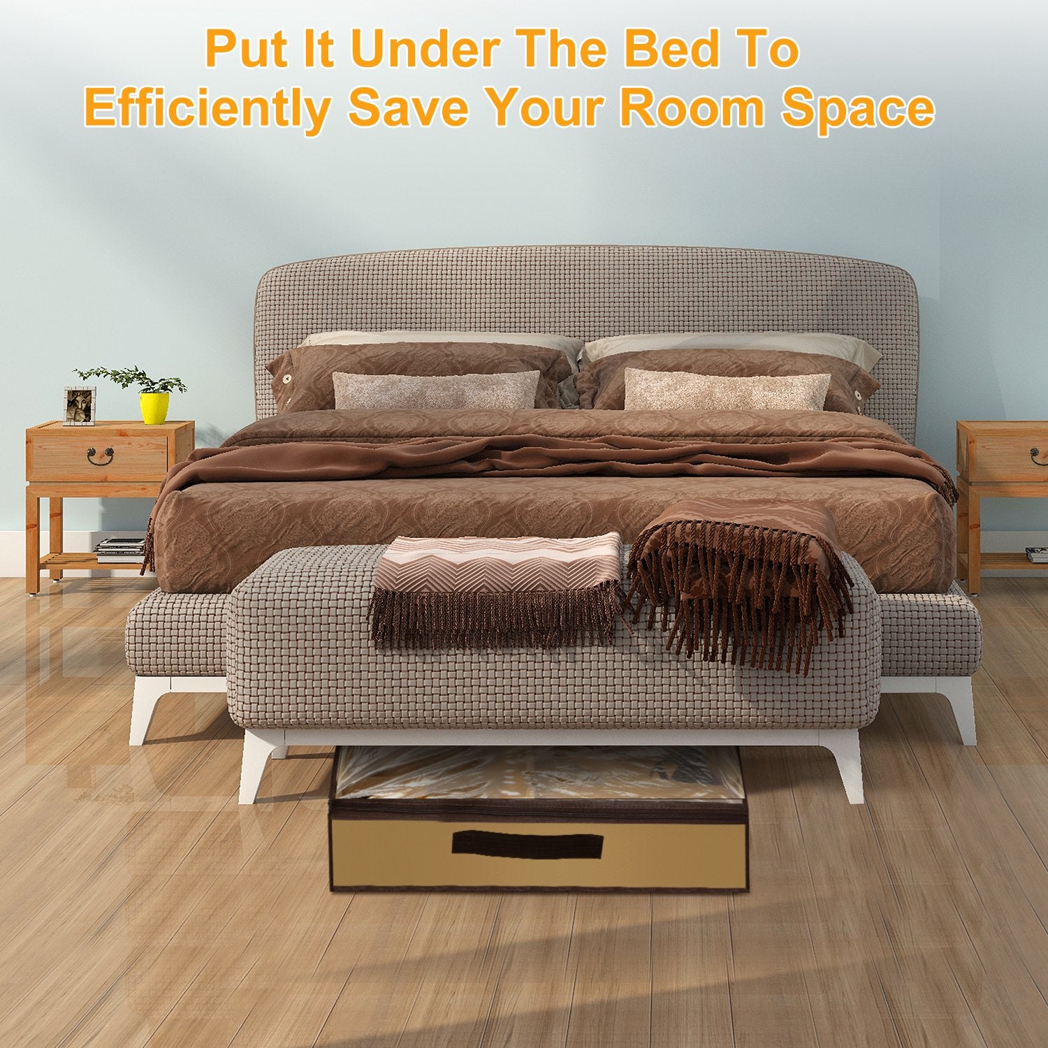 12 Cells Under Bed Shoes Organizer Shoes Container Box Holder with Front Zipper Clear Cover Breathable Foldable Closet Shoes Bag