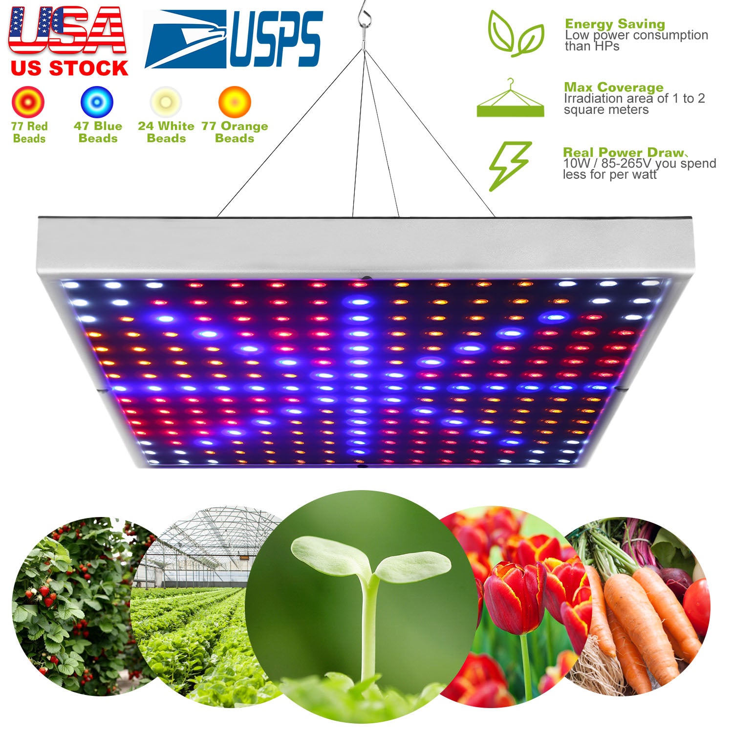 LED Grow Light Full Spectrum Hanging 225 LEDs Plant Grow Lamp Indoor Grow Light for Greenhouse Succulents Seedlings Plants Veg and Flower?15W LEDs?